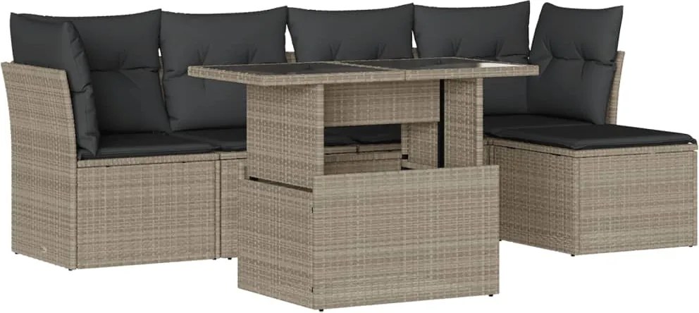 vidaXL Set canapele de grădină cu perne, 6 piese gri deschis poliratan