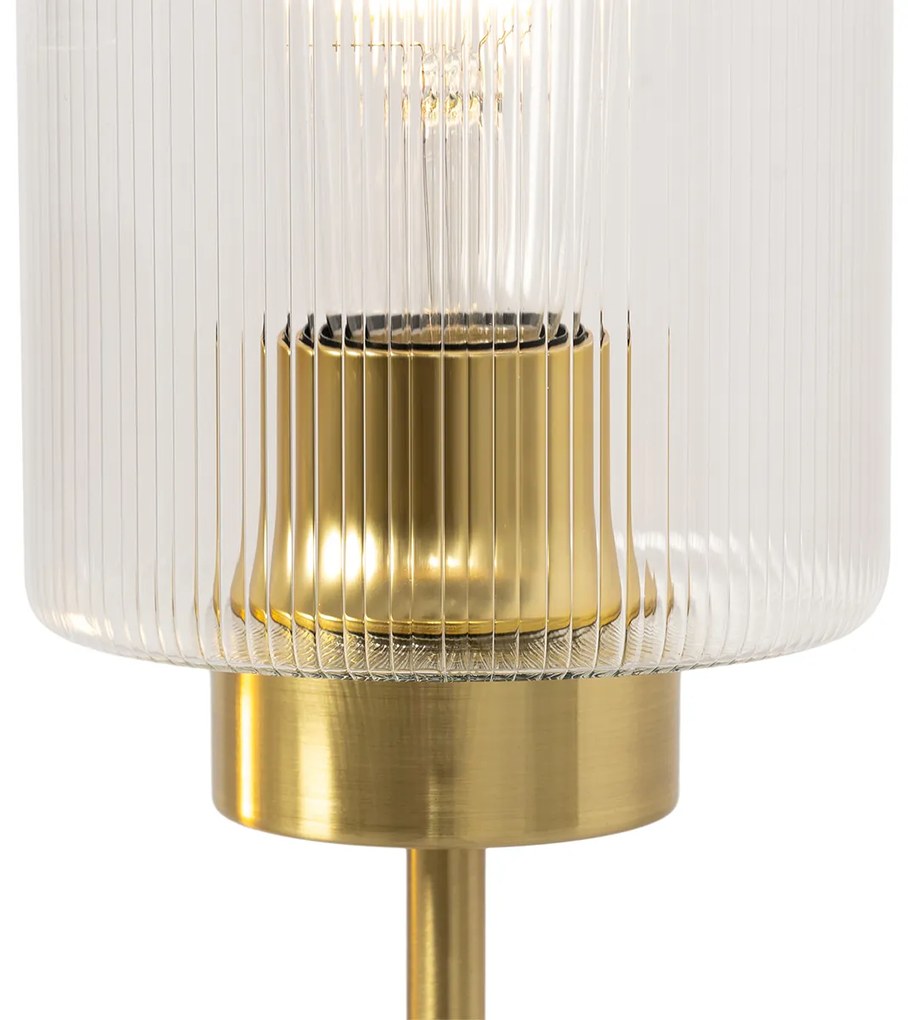 Lampă de masă Art Deco aurie cu sticlă cu 2 lumini - Laura