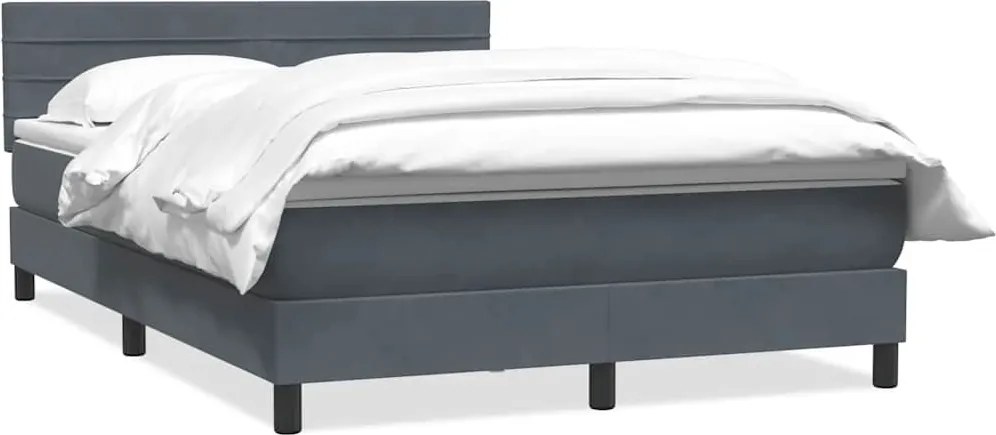 vidaXL Pat box spring cu saltea, gri închis, 140x220 cm, catifea