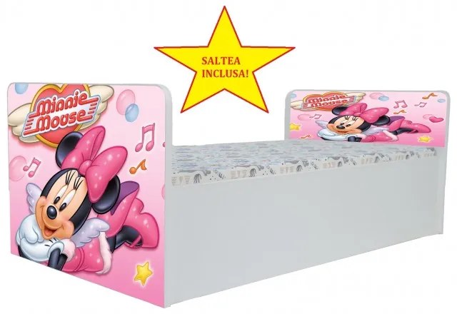 Pat Aero Minnie Mouse, cu saltea, 140x70 cm