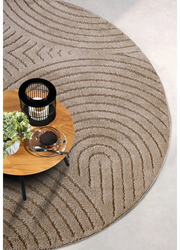 Covor maro deschis rotund ø 160 cm Panglao New York Taupe – Elle Decoration