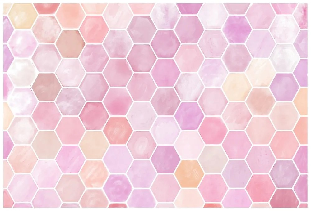 Tapet autoadeziv model hexagonal roz