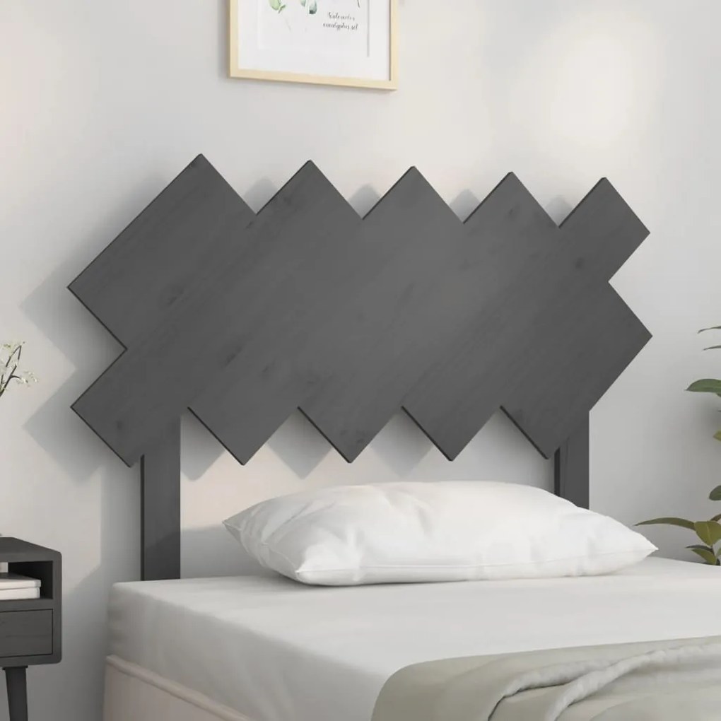 vidaXL Tăblie de pat, gri, 104x3x80,5 cm, lemn masiv de pin