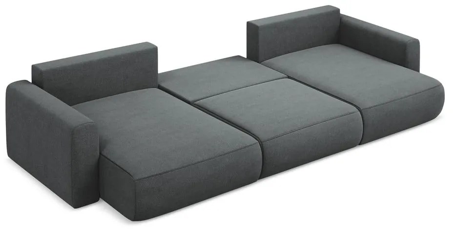 Colțar gri închis extensibil/cu spațiu de depozitare (în formă de "U") Kapua – Makamii