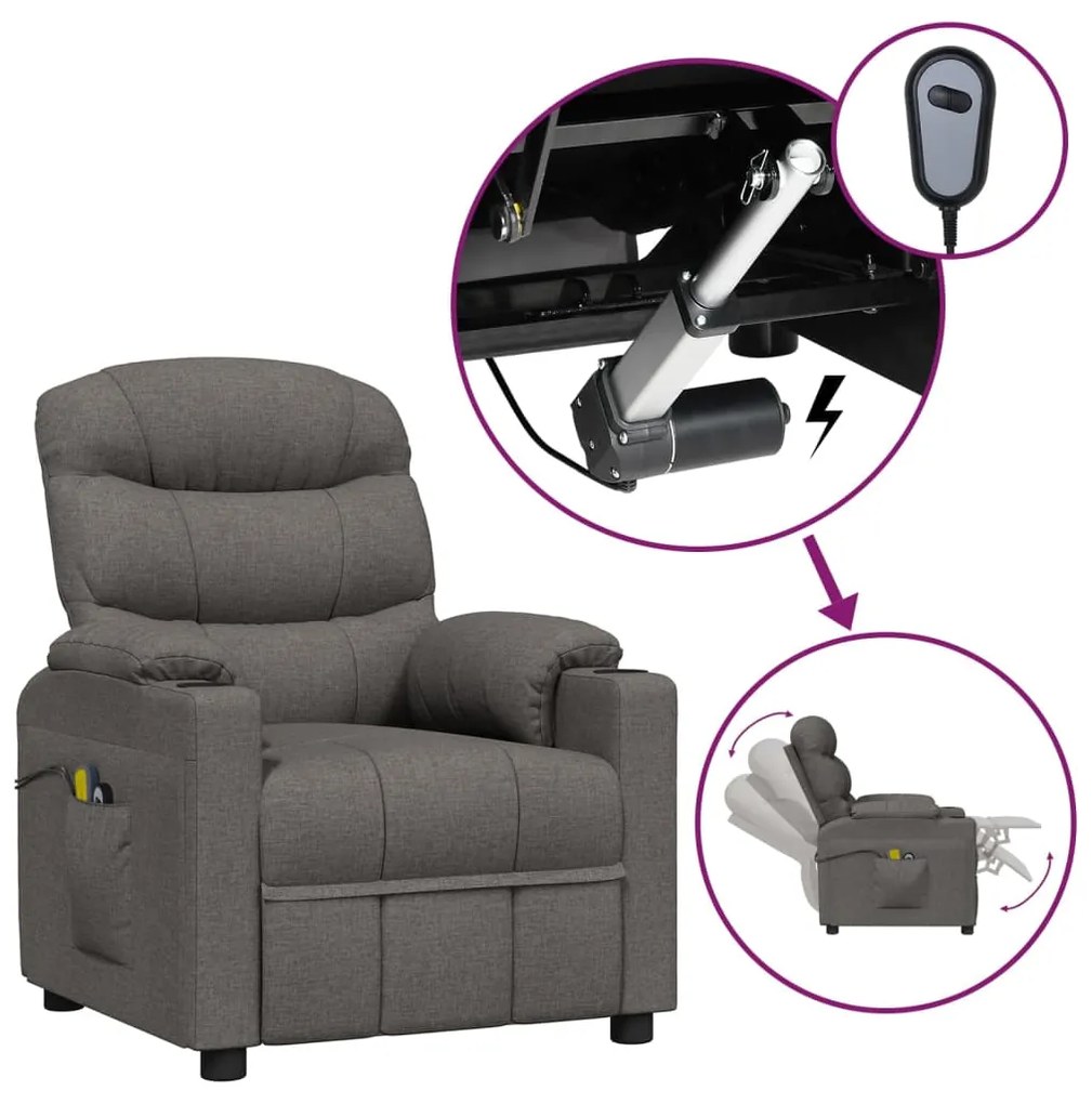 3143504 vidaXL Fotoliu de masaj electric rabatabil, gri închis, textil