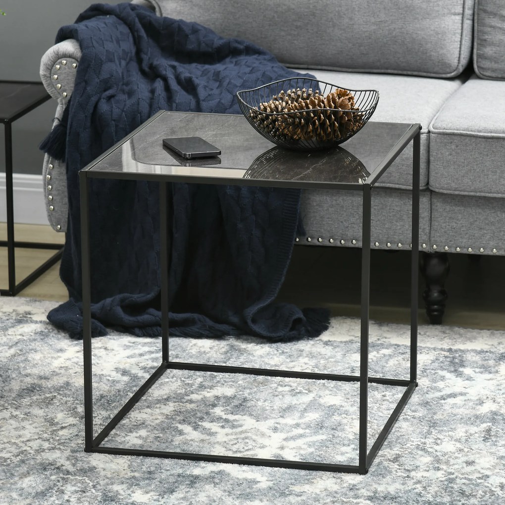 HOMCOM Set de 3 Măsuțe Suprapuse Negre, Mese Laterale Stivuibile pentru Canapea, Design Modern și Versatil | Aosom Romania