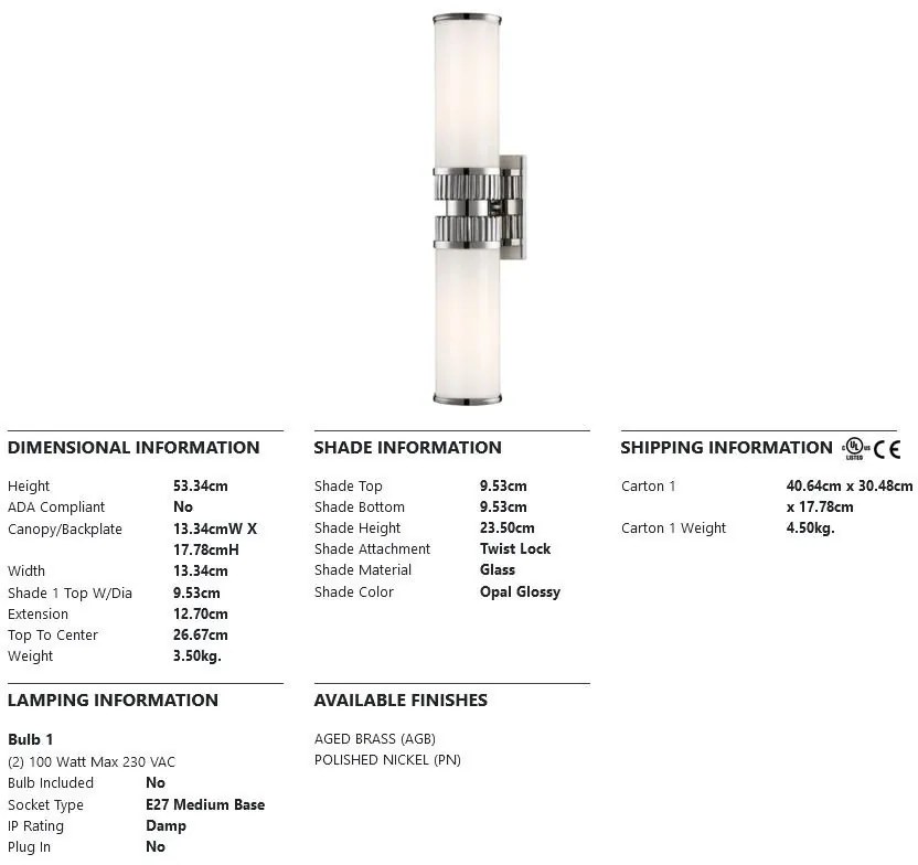 Aplica de perete LUX design modern HARPER nichel lustruit
