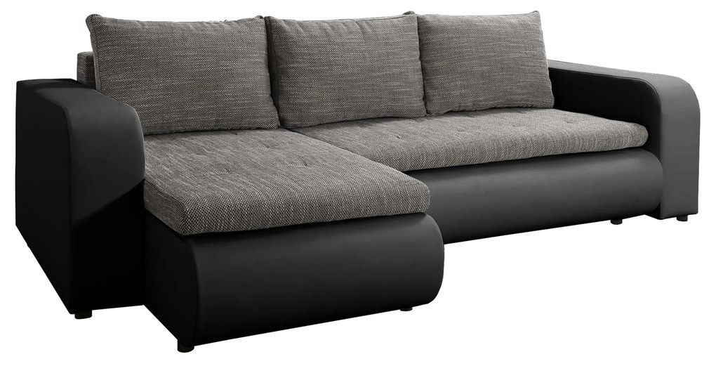 Coltar BURAN extensibil negru/gri stânga, 245x150x82 cm