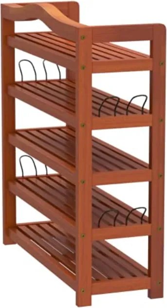 Raft pentru pantofi RUSTIC, 5 polițe, 75x26x82cm, maro natural Casaria