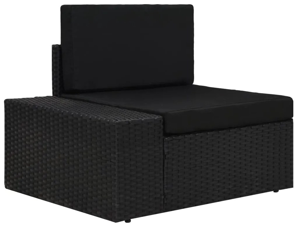 vidaXL Canapea de colț modulară cu cotieră dreapta, negru, poliratan