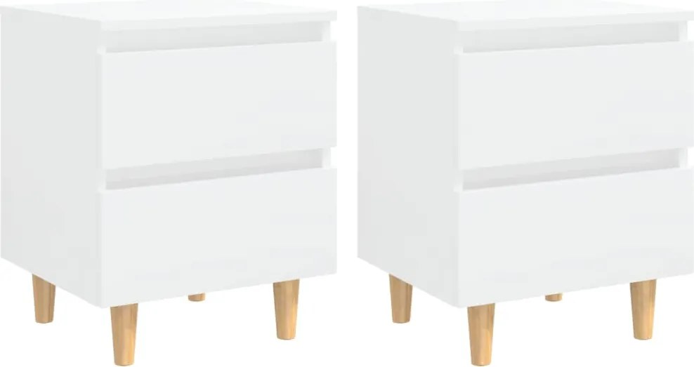 vidaXL Noptiere & picioare lemn pin 2 buc. alb extralucios 40x35x50 cm