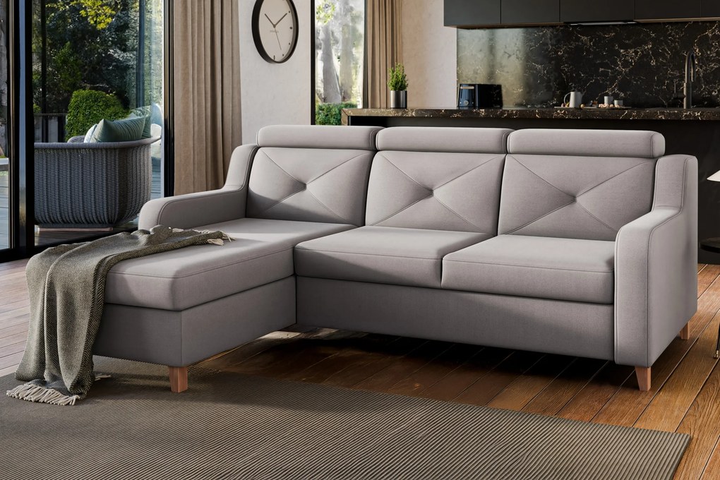 Colțar extensibil Laksaro pe stânga - catifea bej închis Jasmine 25