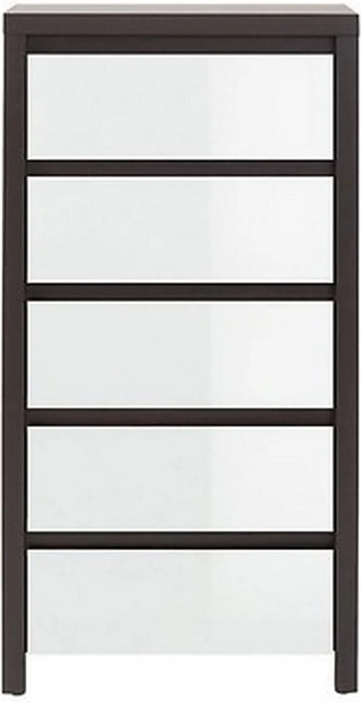 Comoda KASPIAN KOM5S, alb lucios/wenge, PAL, 56x41x113 cm