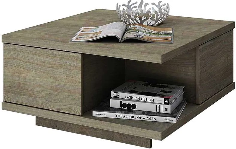 MASUTA CAFEA CU DEPOZITARE THALI,75X75X40 CM,SONOMA,PAL