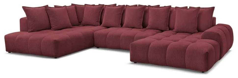 Colțar burgundy extensibil/cu spațiu de depozitare cu tapițerie din chenille (cu colț pe partea stângă/în formă de "U") Everest – Bobochic Paris