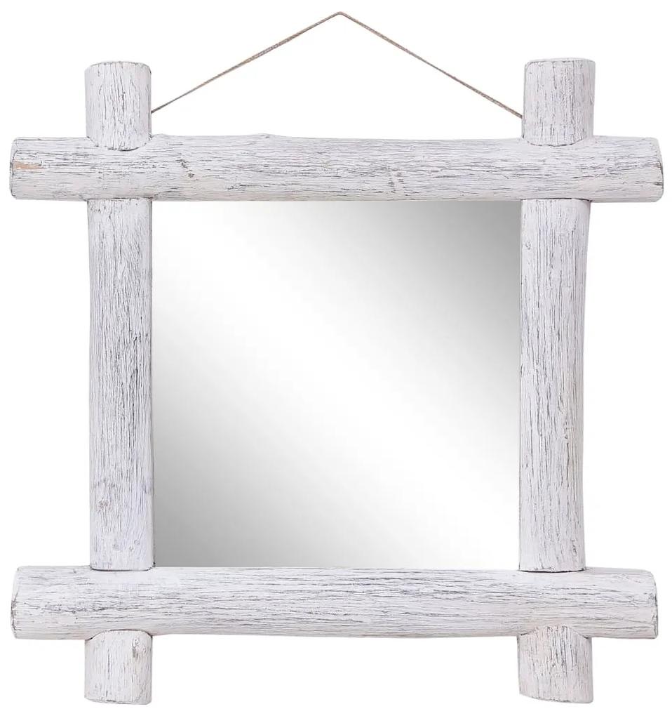 Oglinda cu rama din busteni, alb, 70x70 cm, lemn masiv reciclat 1, Alb, 70 x 5 x 70 cm