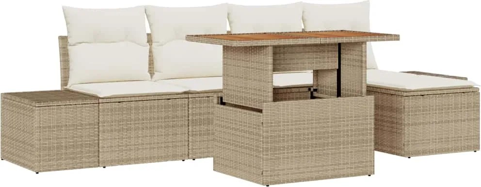 vidaXL Set de canapele pentru grădină 6 pcs Bej Rattan poli