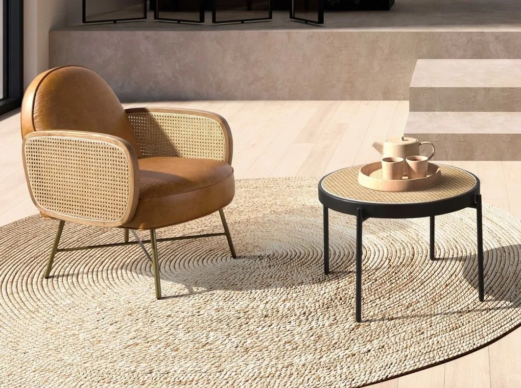 Fotoliu design LUX, Ratan, Piele Naturala 5162