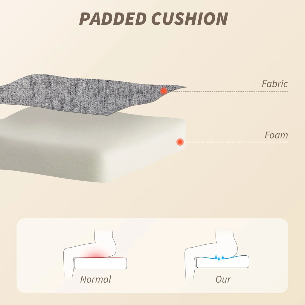 HOMCOM Scaun de Birou Masaj Vibrant cu 4 Puncte, Funcție de Balans și Încălzire, Scaun de Birou în Țesătură de In cu Brațe Pliabile, Înălțime Reglabilă, Gri | Aosom Romania