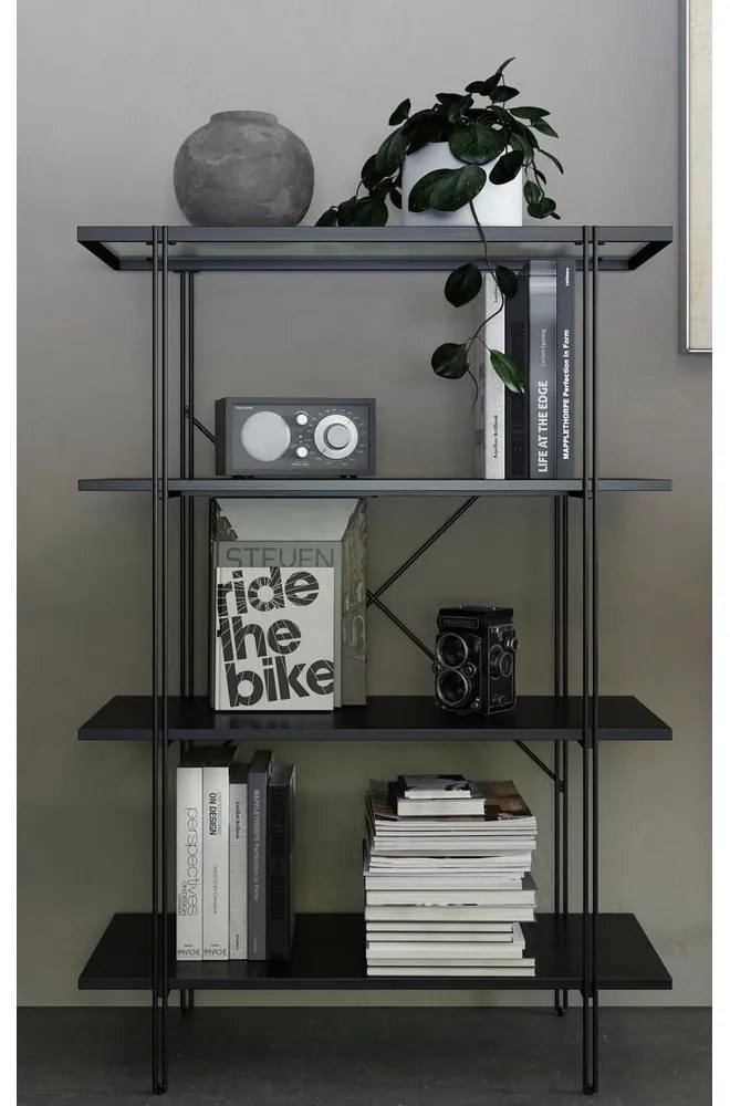 Bibliotecă neagră cu aspect de stejar 79x117 cm Wainwright - Queer Eye