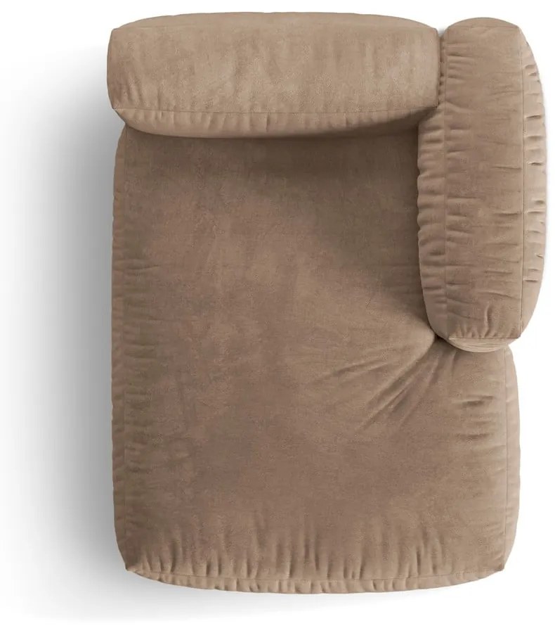 Modul pentru canapea modulară maro deschis cu tapițerie din catifea (cu colț pe partea dreaptă) Martina – Micadoni