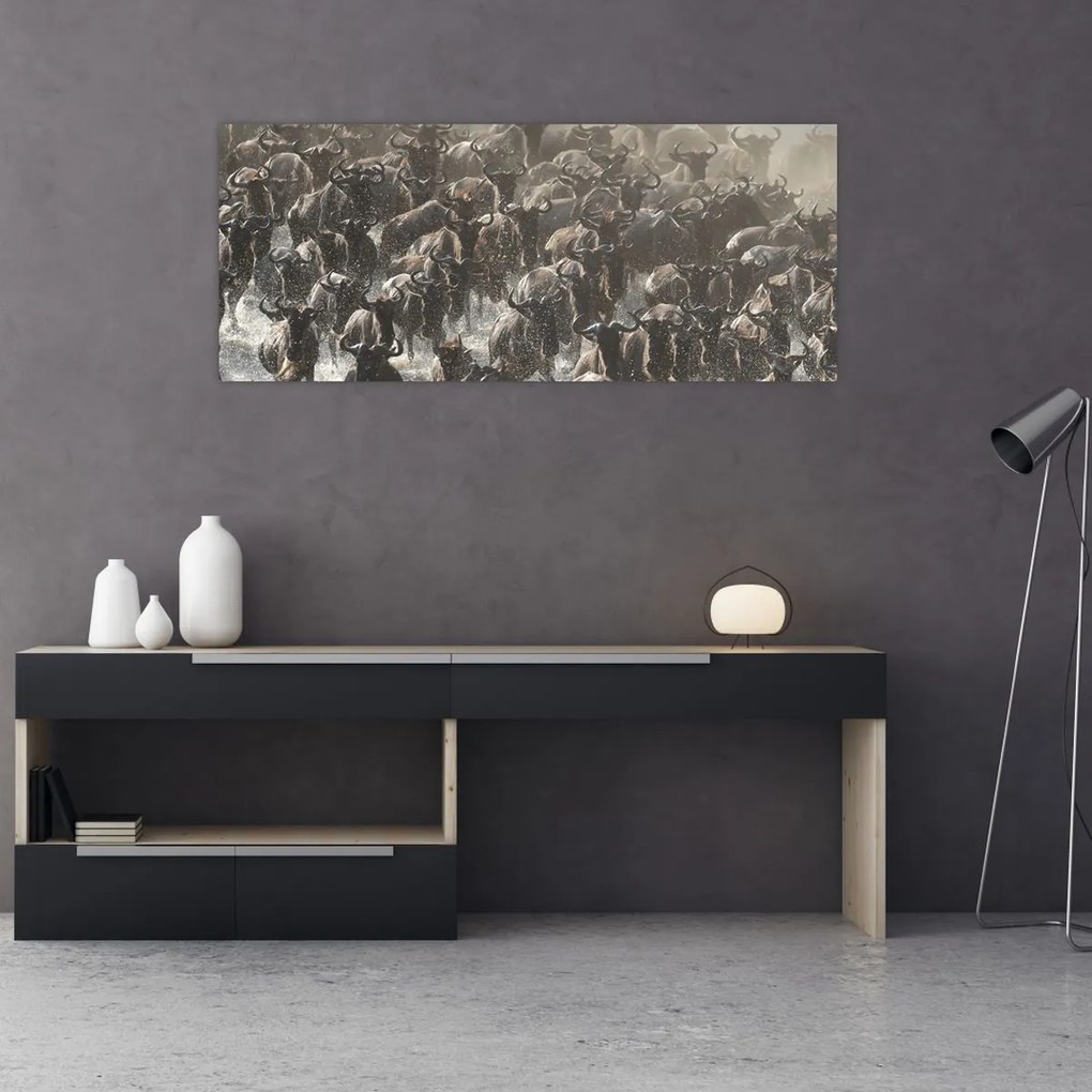 Tablou - Turmă de antilope sălbatice (120x50 cm)