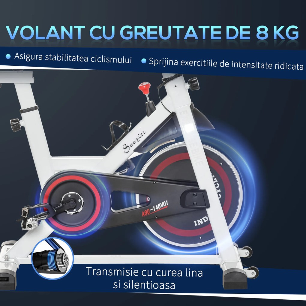HOMCOM bicicleta spinning pentru interior, 103x 53x105-117.5cm | Aosom Romania