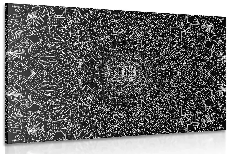 Tablou Mandala decorativă detaliată în design alb-negru