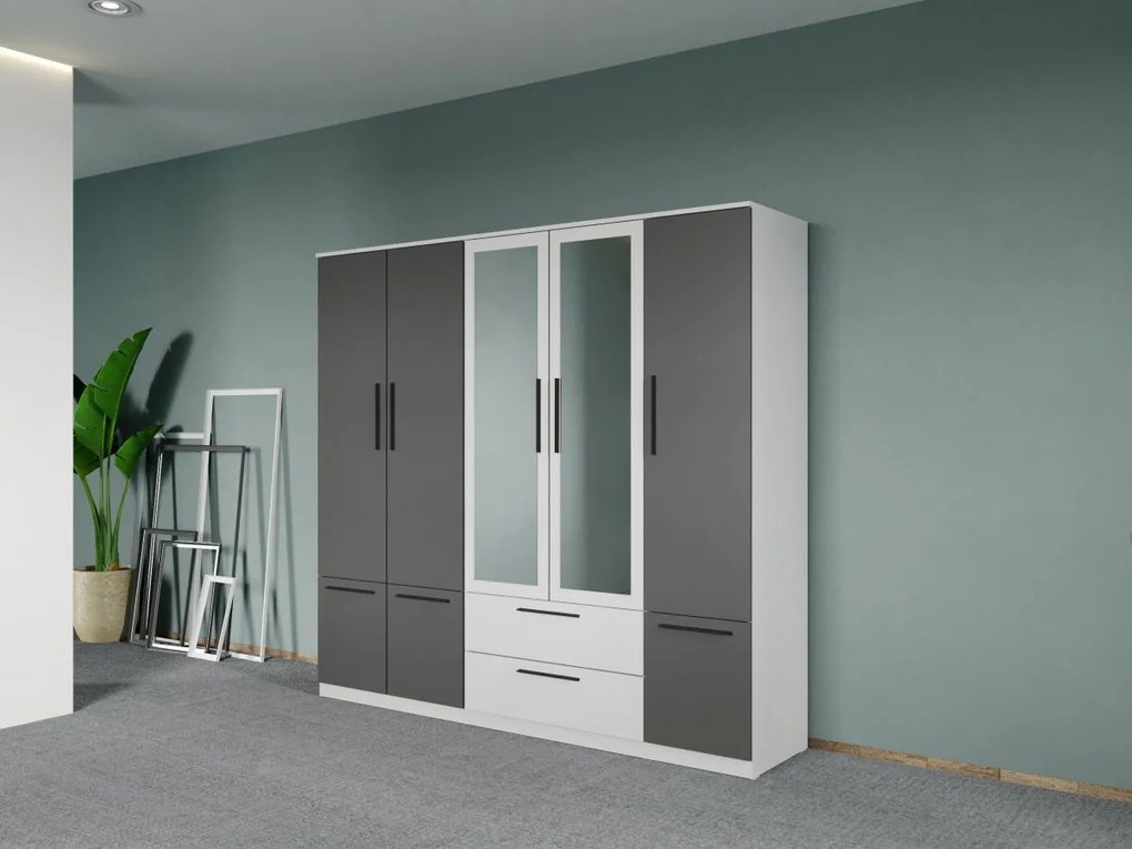 Set mobila dormitor 4 piese Alb/Gri Levi C12