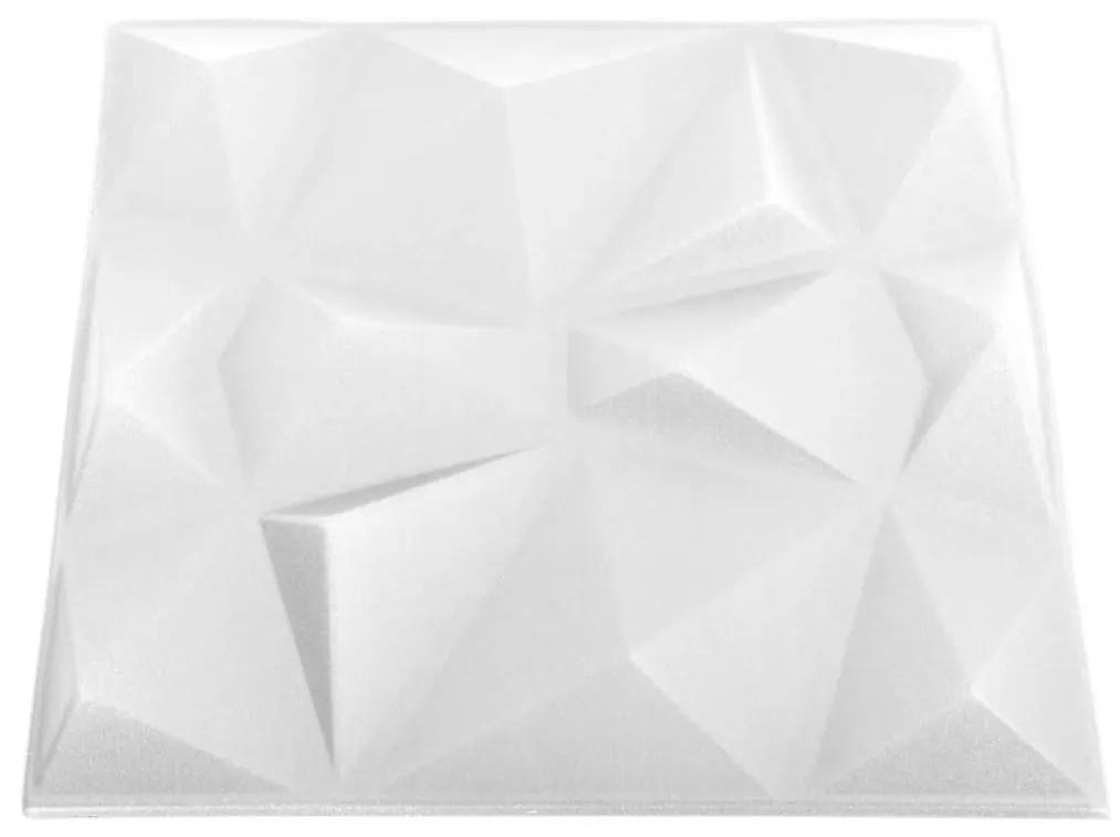 Panouri de perete 3D 48 buc. alb 50x50 cm model diamant 12 m   48, Alb diamant