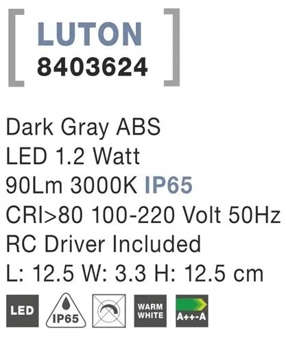 Spot LED ambiental scari de exterior IP65 Luton NVL-8403624