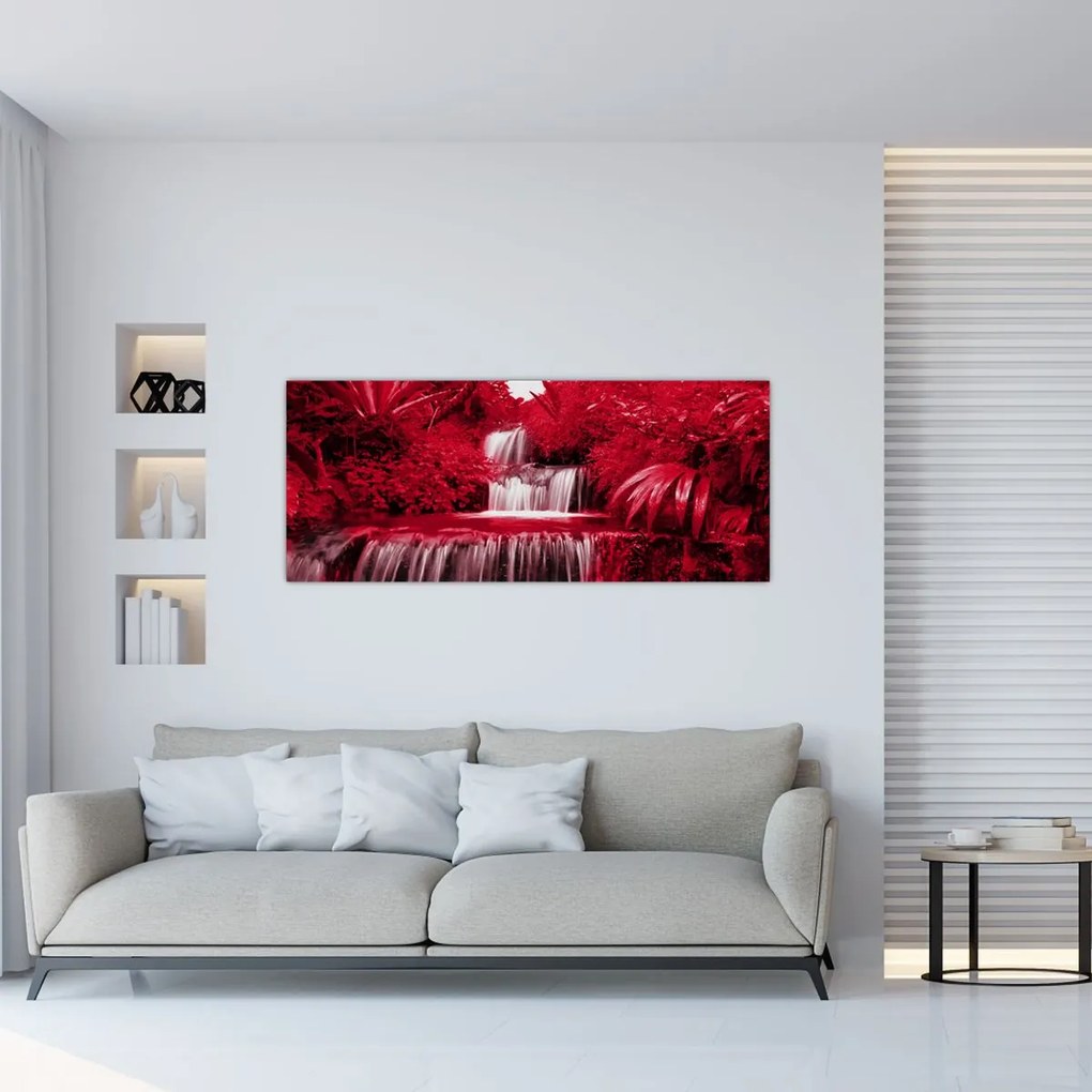 Tablou - Cascade indoneziene în roșu (120x50 cm)