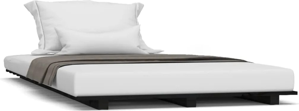 vidaXL Cadru de pat, negru, 90x190 cm, lemn masiv de pin