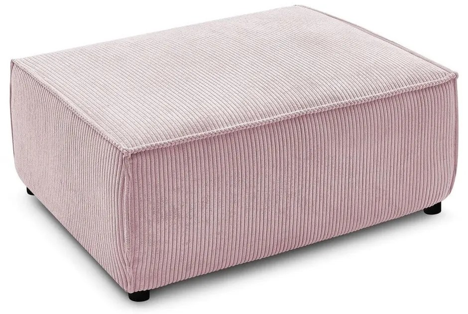 Taburet roz deschis cu tapițerie din catifea reiată Nihad – Bobochic Paris