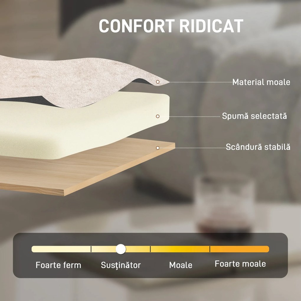 HOMCOM Fotoliu Elegante Tapițat cu Catifea Chenille și Cadru din Lemn Masiv, Fotoliu Modern pentru Living și Dormitor, Bej | Aosom Romania