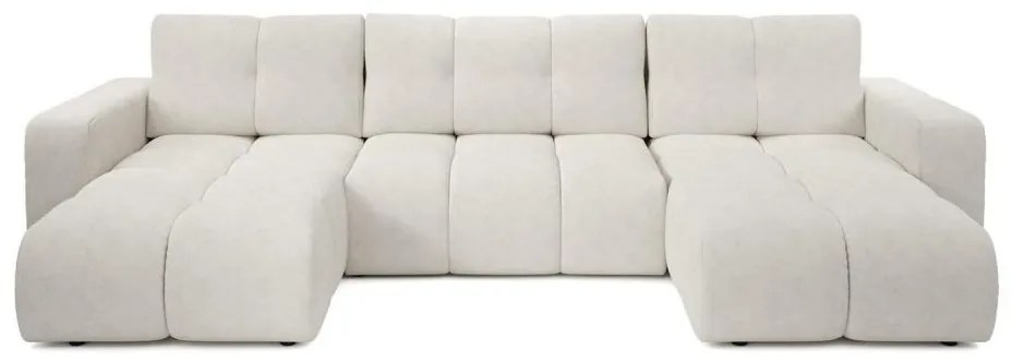 Colțar extensibil în formă de U, tapițat, cu spațiu de depozitare ALMADA, bej