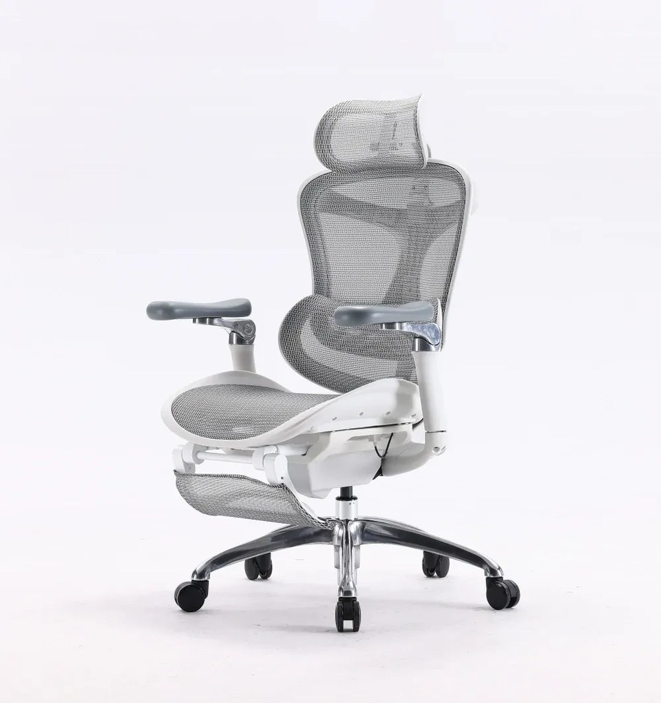 Scaun Ergonomic SIHOO C300, Suport Lombar Inteligent, Tetieră 3D, Cotiere 5D, Șezut Glisant, Spătar Reglabil pe Înălțime, Suport pentru Picioare, Mesh, Gri