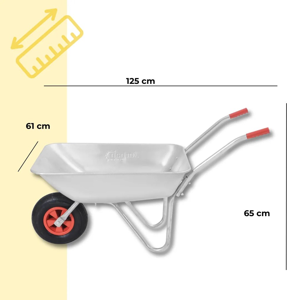 Roabă LARRY zincată, capacitate max. 80l/100kg, argintiu/negru Gardebruk