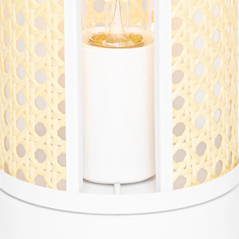 Lampă de masă orientală albă cu ratan 12 cm - Akira