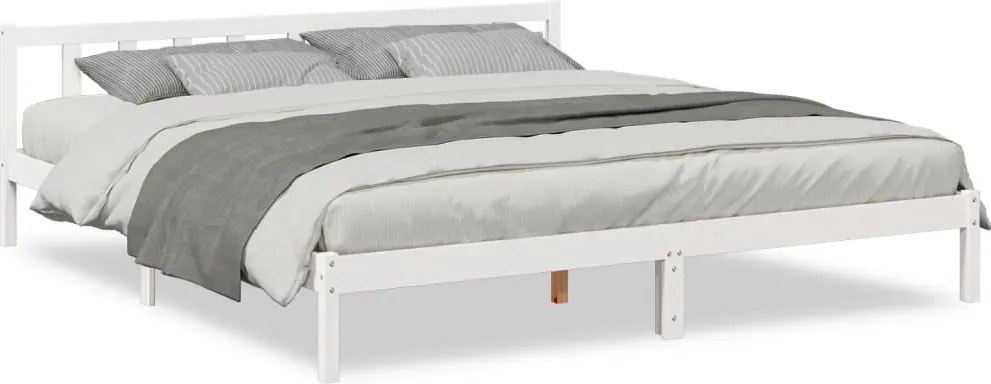 vidaXL Cadru pat foarte lung fără saltea alb 200x210 cm lemn masiv pin