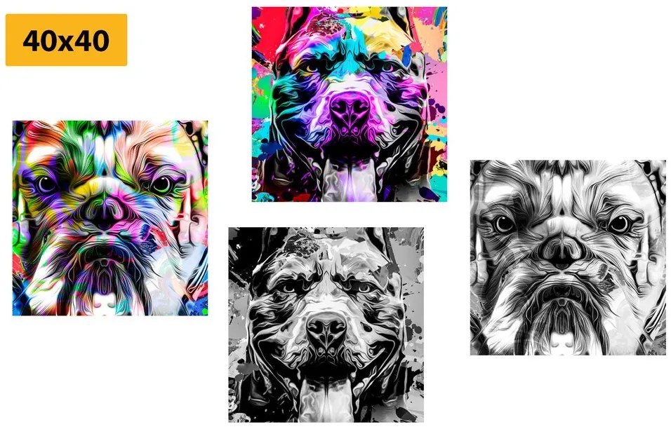 Set tablouri câini în stilul pop art