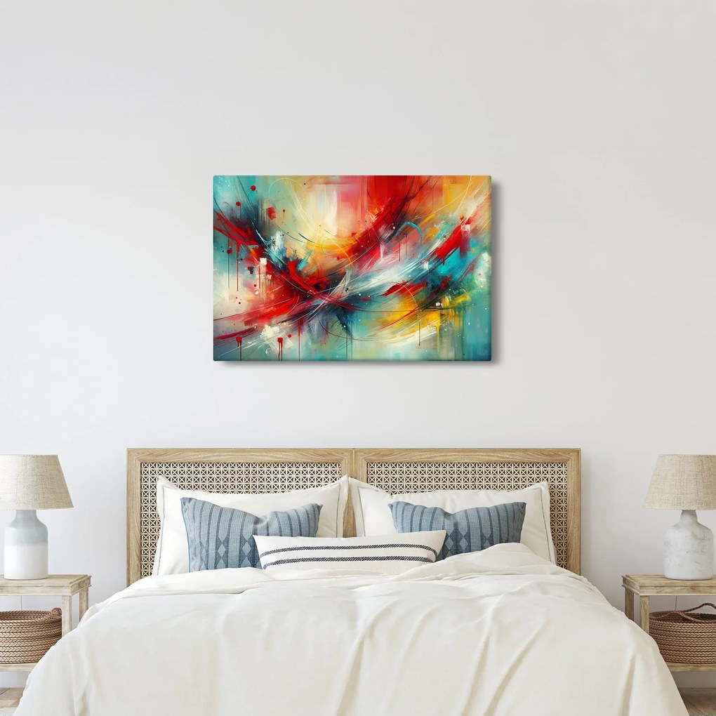 Tablou – Abstracție cu roșu (90x60 cm)