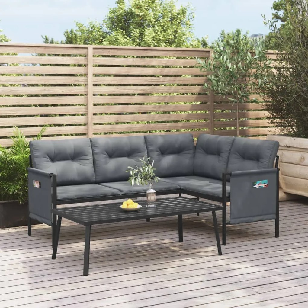 vidaXL Set mobilier de grădină, antracit, 2 piese, oțel