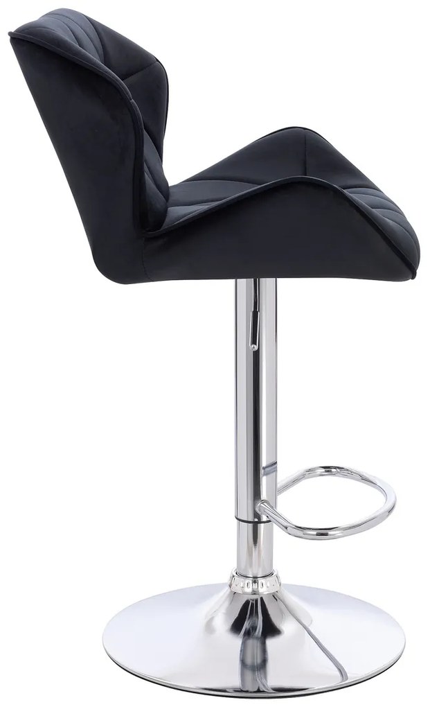 HR111W Scaun Neagră Velur Bază Cromata