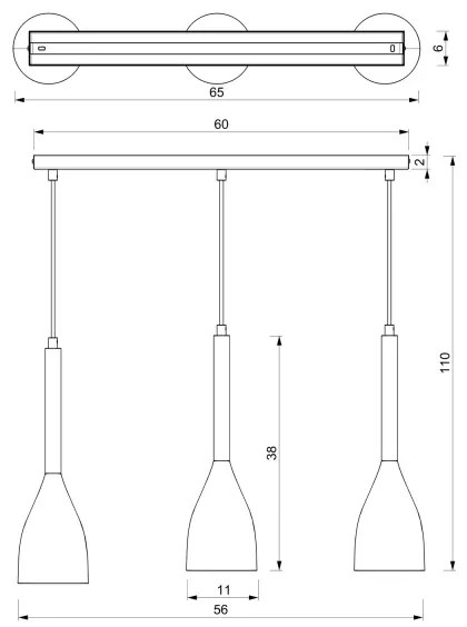 Lustră pe cablu MUZA 3xE27/60W/230V