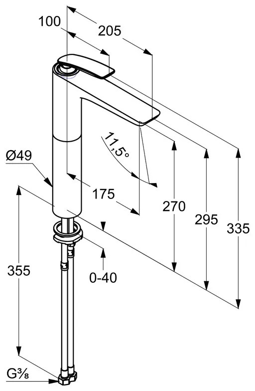 Baterie lavoar Kludi, Balance, monocomanda, inalta, L = 272 mm, crom