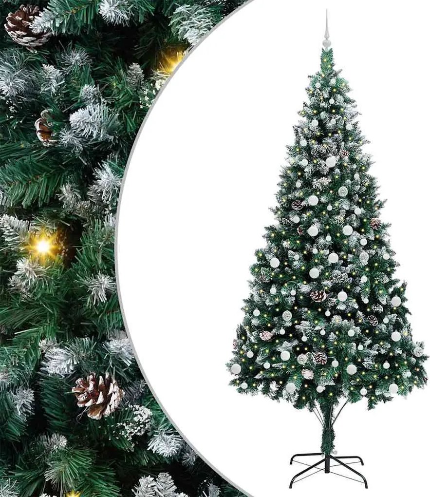 vidaXL Brad de Crăciun artificial Verde 240 cm PVC și Oțel și Plastic