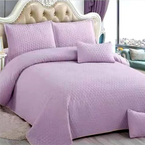 Cuvertură bumbac cu in, lila, 5 piese, 220x240 cm, CBI09