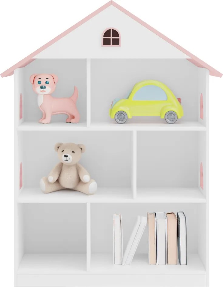 Bibliotecă pentru copii, alb/roz, MAISON TYP 1