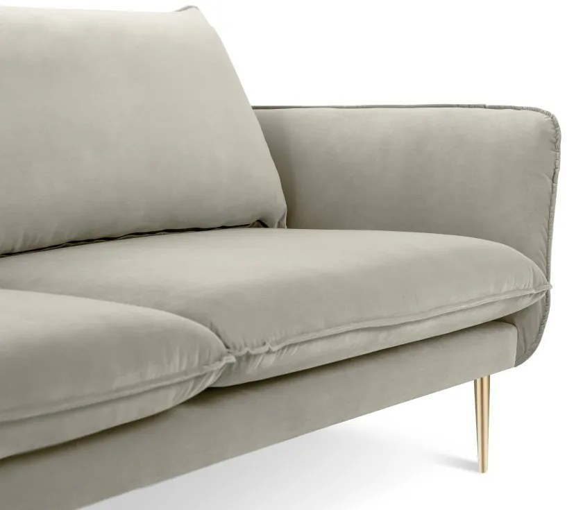 Coltar tapitat Vienna 5 locuri velvet/picioare gold – L255 x l170 x h95